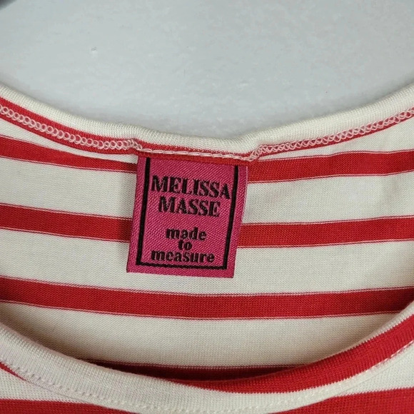 RED WHITE women's bold striped Large patch Novelty t-shirt, size L - Picture 4 of 5